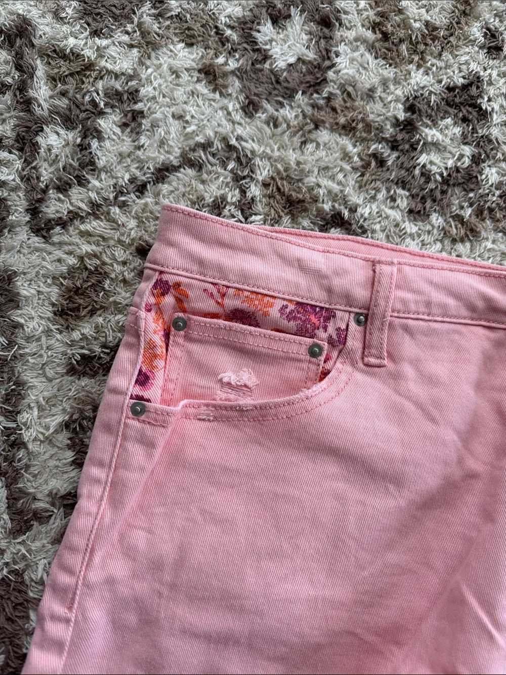 Pink Distressed Women’s Denim Shorts